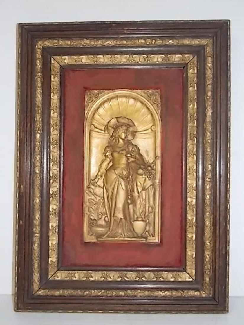 GERMAN LISTED ARTIST GUSTAV GROHE FRAMED PLAQUE: FOR SALE IS THIS AMAZING ANTIQUE WALL PLAQUE DONE BY ARTIST GUSTAV GROHE. THE PIECE MEASURES 21" BY 15 1/2". THE CENTER PIECE MEASURES 11" BY 5 1/2". NOT SURE WHAT THE CENTER PIECE IS MADE OF. SOME SO