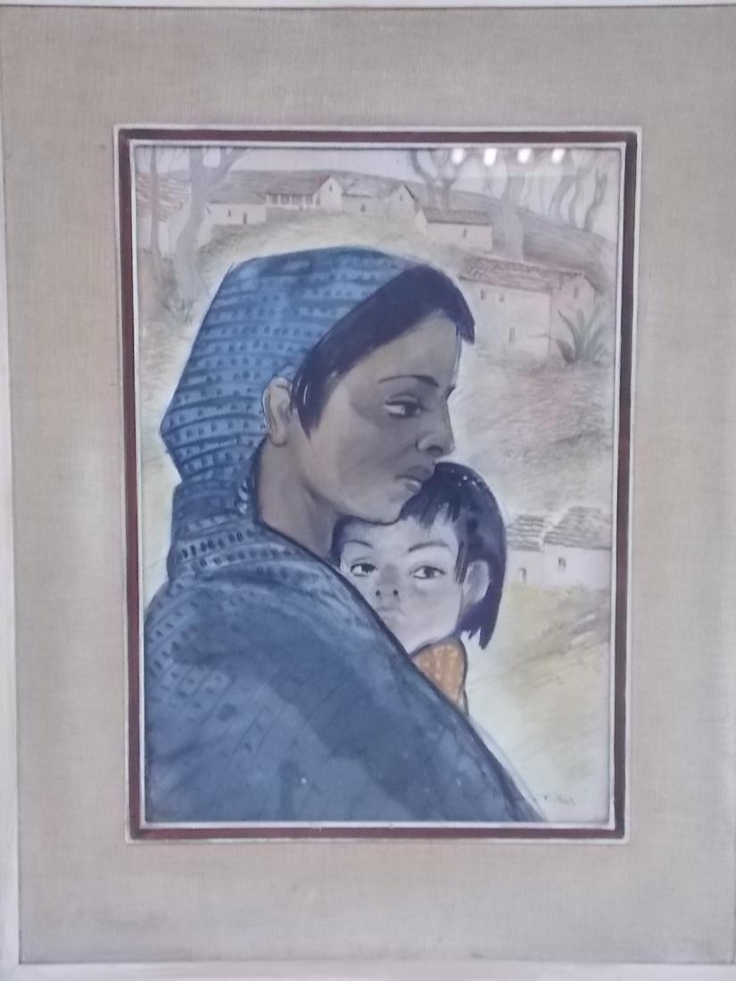 RARE WATERCOLOR PAINTING BY LISTED ARTIST KAY PARKER: FOR SALE IS THIS RARE WATER COLOR PAINTING OF MOTHER AND CHILD, DONE BY LISTED ARTIST KAY PETERSON PARKER. THE PAINTING WITH THE FRAME MEASURES 26 1/2" BY 21". THE VIEWABLE MEASUREMENT OF THE PAINTING