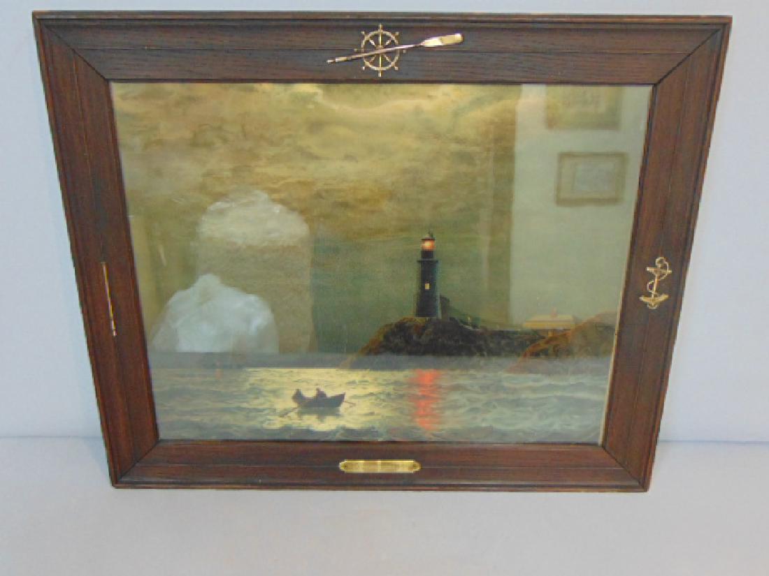 ANTIQUE MARITIME NAUTICAL LIGHTHOUSE OCEANSCAPE LITHO (1 of 11)