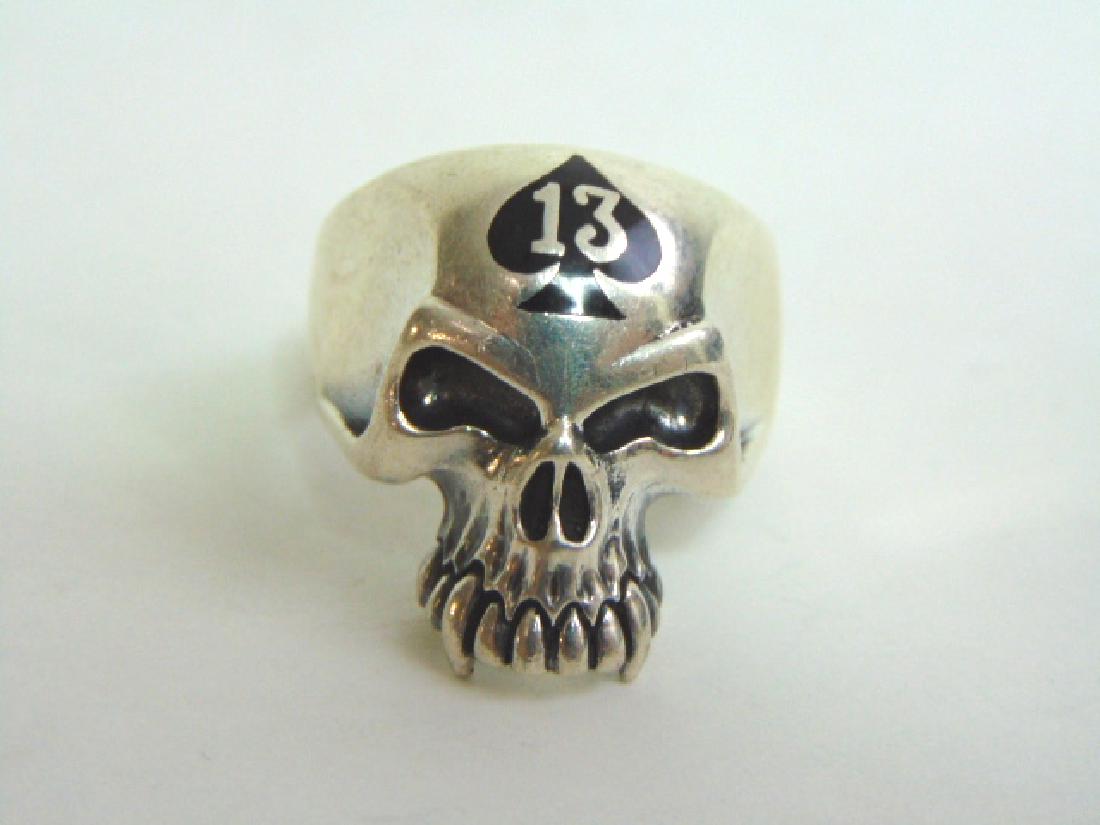 Vintage Sterling Silver Gothic Skull Lucky #13 Ring (1 of 4)