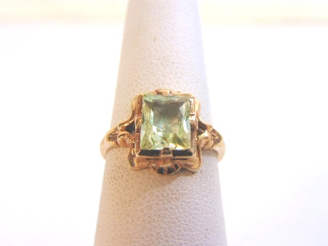 Womens Vintage Estate 10K Yellow Gold Ring w/ Hiddenite (1 of 6)