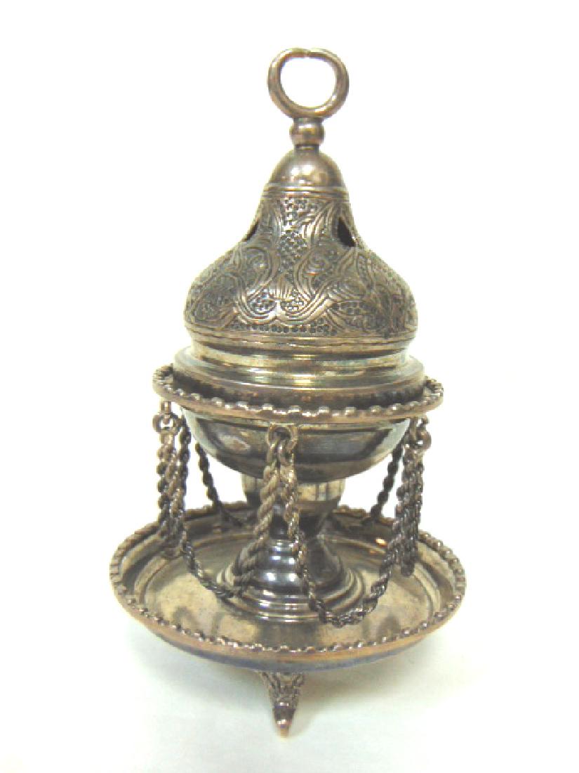 ANTIQUE TURKISH SILVERPLATE CENSOR INCENSE BURNER (1 of 3)