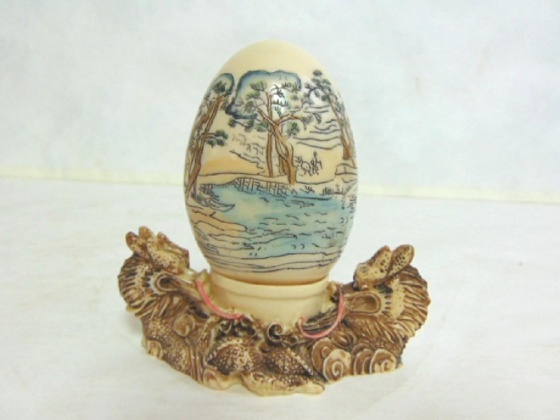 VINTAGE HAND PAINTED CHINESE EGG W/ STAND (1 of 6)