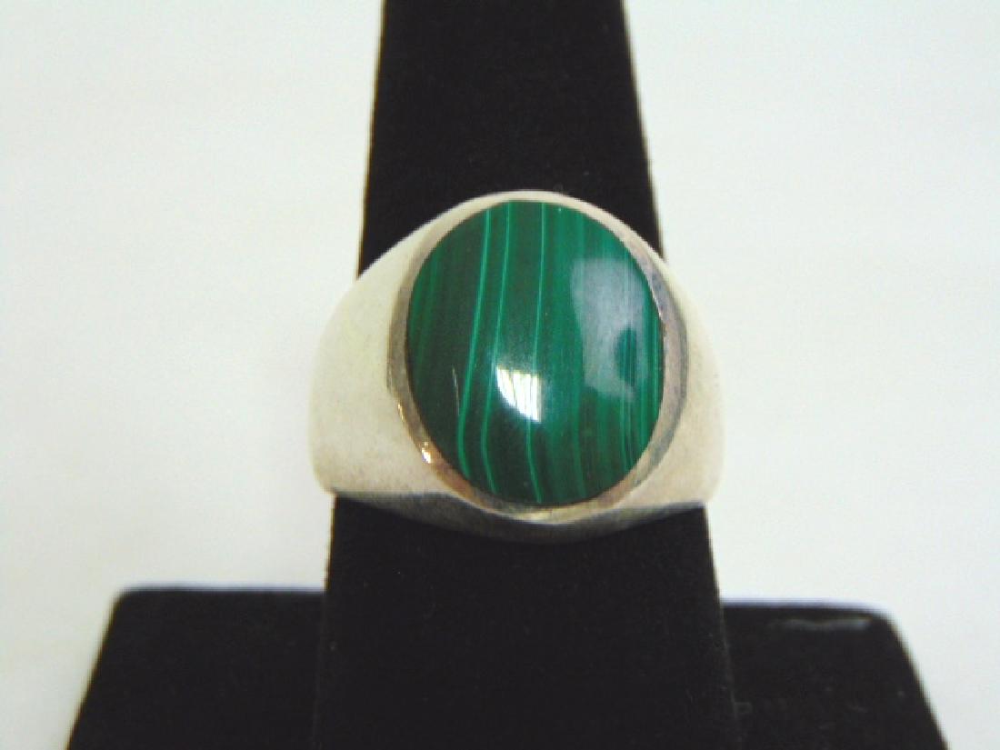 Mens Sterling Silver Ring w/ Malachite (1 of 5)