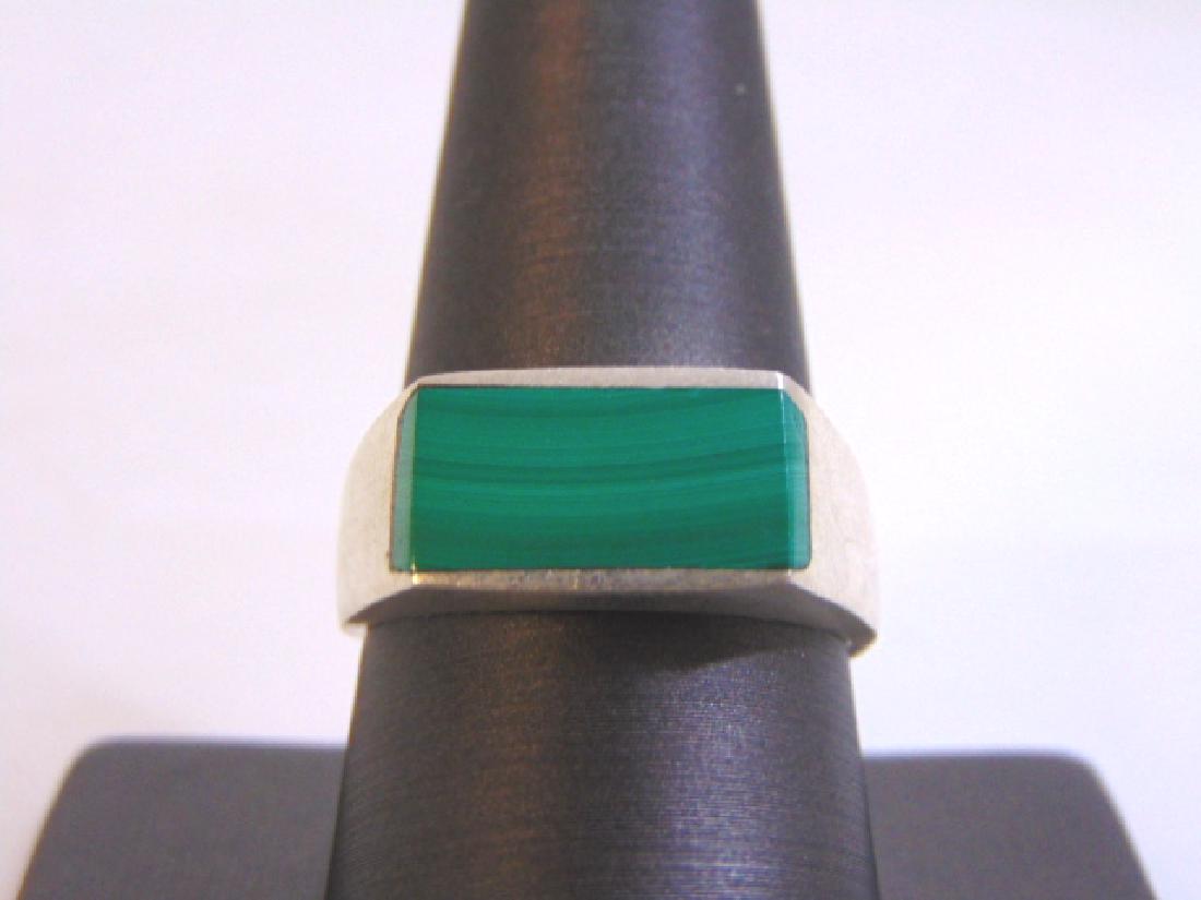 Mens Sterling Silver Malachite Ring (1 of 6)
