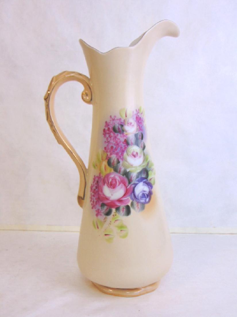 HAND PAINTED PORCELAIN PITCHER WITH FLORAL MOTIF (1 of 5)