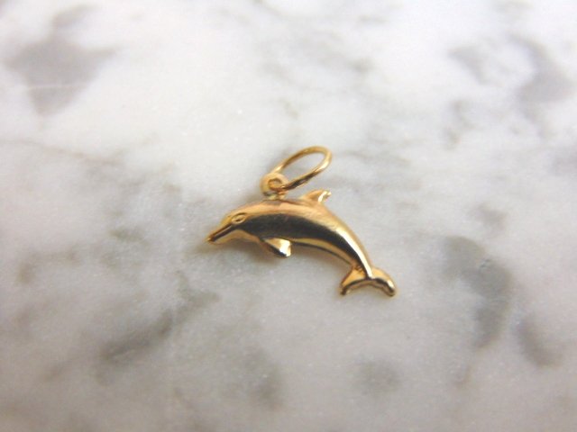 Womens 10K Gold Dolphin Charm Pendant (1 of 3)