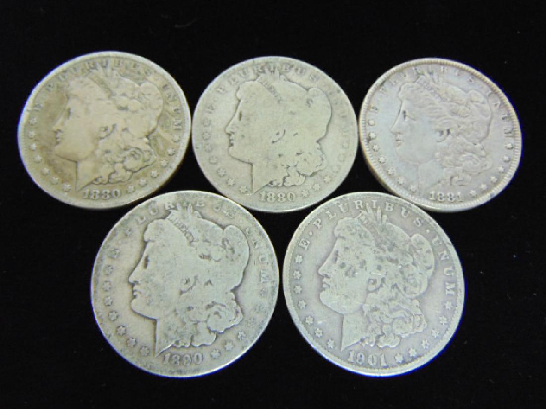 LOT OF 5 MORGAN SILVER DOLLARS COIN ESTATE FIND (1 of 2)