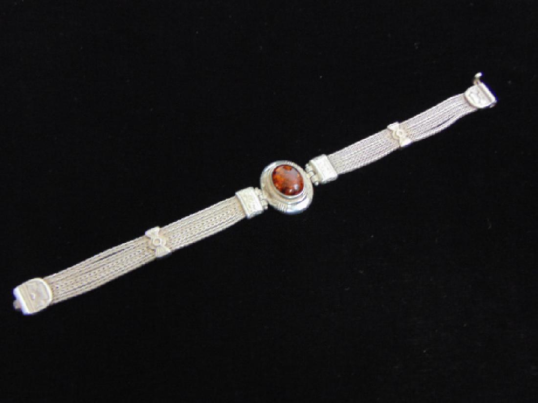 Vintage Estate Sterling Silver Baltic Amber Bracelet (1 of 6)