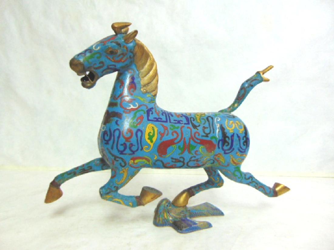 VINTAGE ANTIQUE CHINESE CLOISONNE MING STYLE HORSE (1 of 7)
