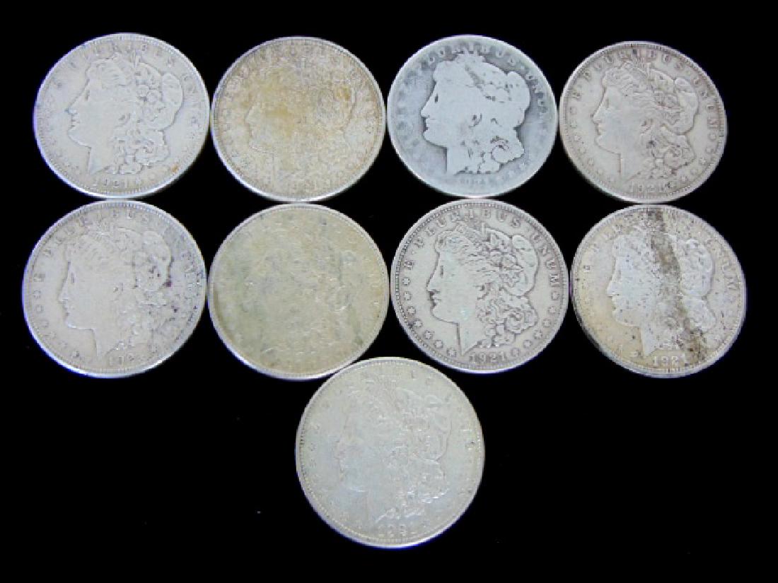 LOT OF 9 1921-S MORGAN SILVER DOLLAR COIN ESTATE FIND (1 of 2)