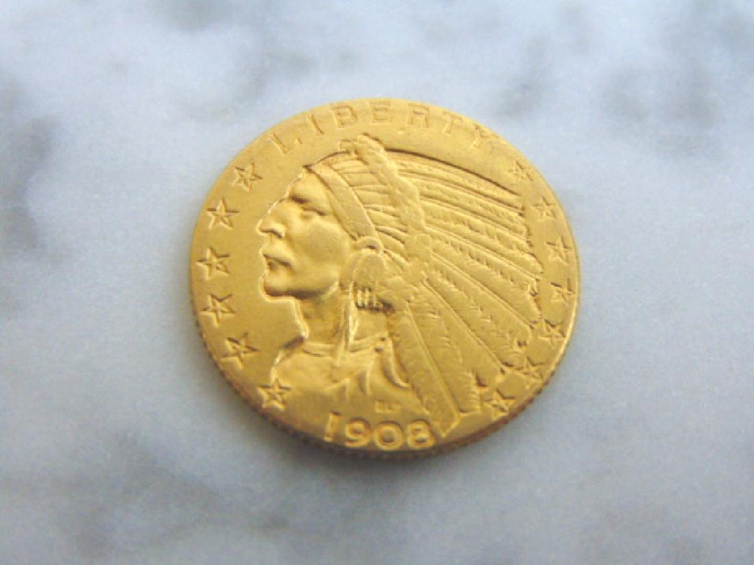ESTATE FIND 1908 $5 INDIAN HEAD EAGLE GOLD COIN (1 of 2)