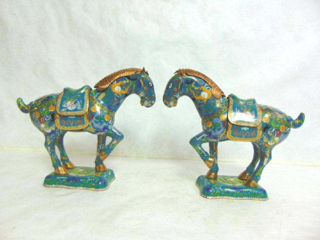 PR VINTAGE CHINESE CLOISONNE HORSE FIGURE STATUES (1 of 8)