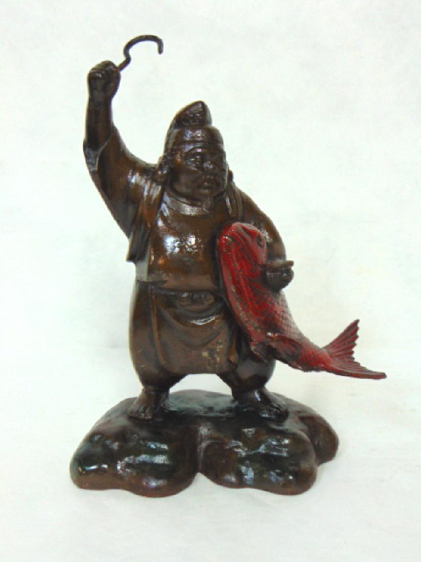 RARE ANTIQUE CAST IRON CHINESE FISHERMAN DOORSTOP (1 of 6)