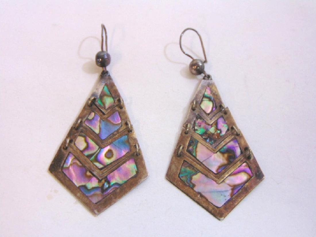 Womens Vintage Sterling Silver Earrings w/ Abalone (1 of 3)
