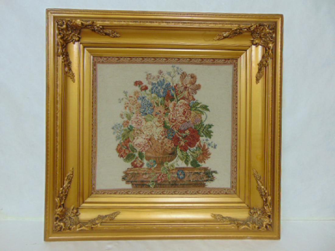 VINTAGE FLORAL TAPESTRY SAMPLER SET IN FRAME (1 of 4)