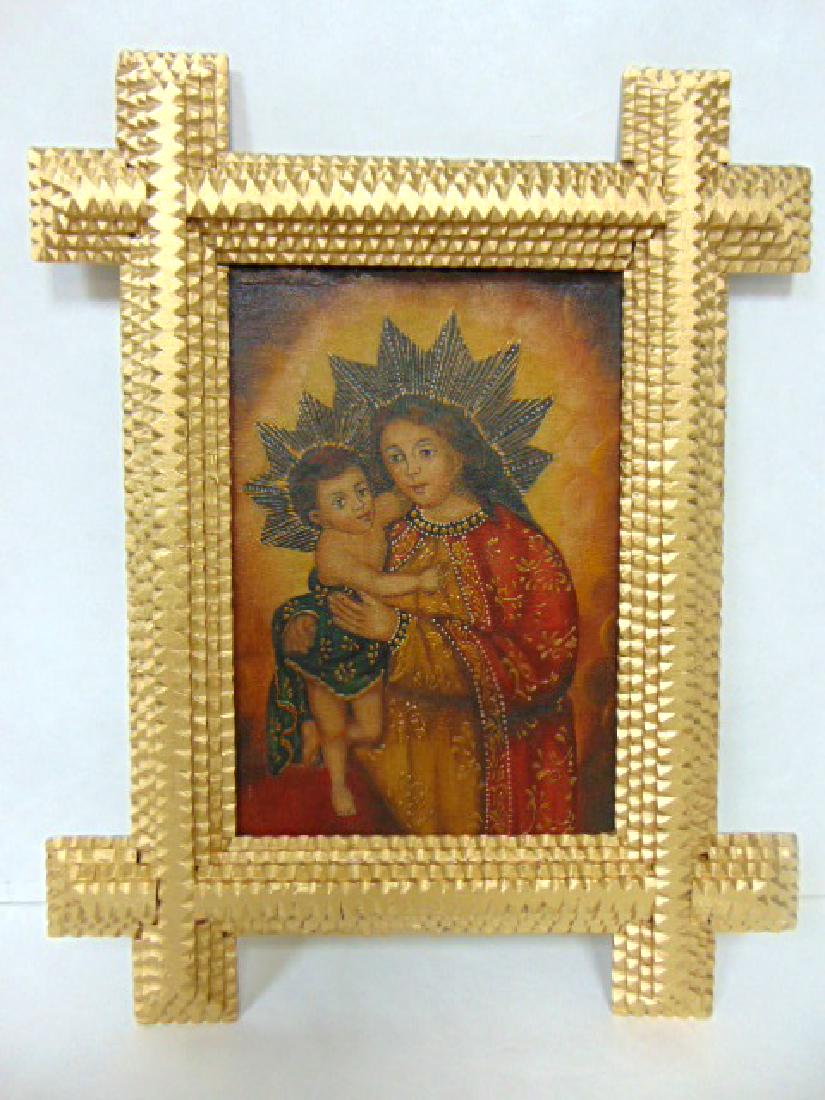 OIL ON CANVAS RELIGIOUS PAINTING OF MADONNA OR MARY (1 of 4)