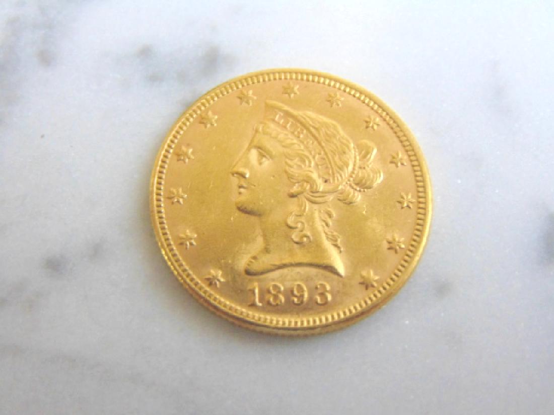 ESTATE FIND 1893 LIBERTY EAGLE $10 GOLD COIN (1 of 2)