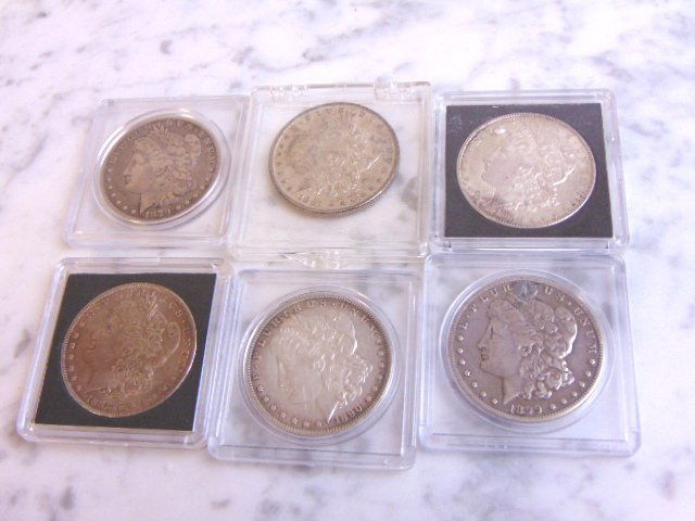 ESTATE FIND LOT OF 6 MORGAN SILVER DOLLARS (1 of 2)