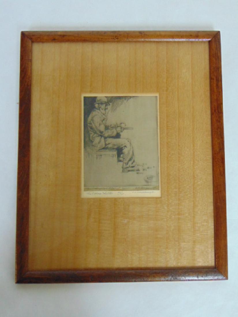 ANTIQUE ETCHING BY LISTED ARTIST CHARLES LONGABAUGH (1 of 5)