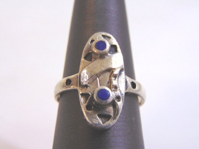 Sterling Silver Modern Abstract Lapis Lazuli Ring (1 of 5)