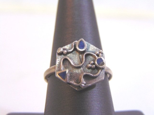 Sterling Silver Modern Abstract Lapis Lazuli Ring (1 of 5)
