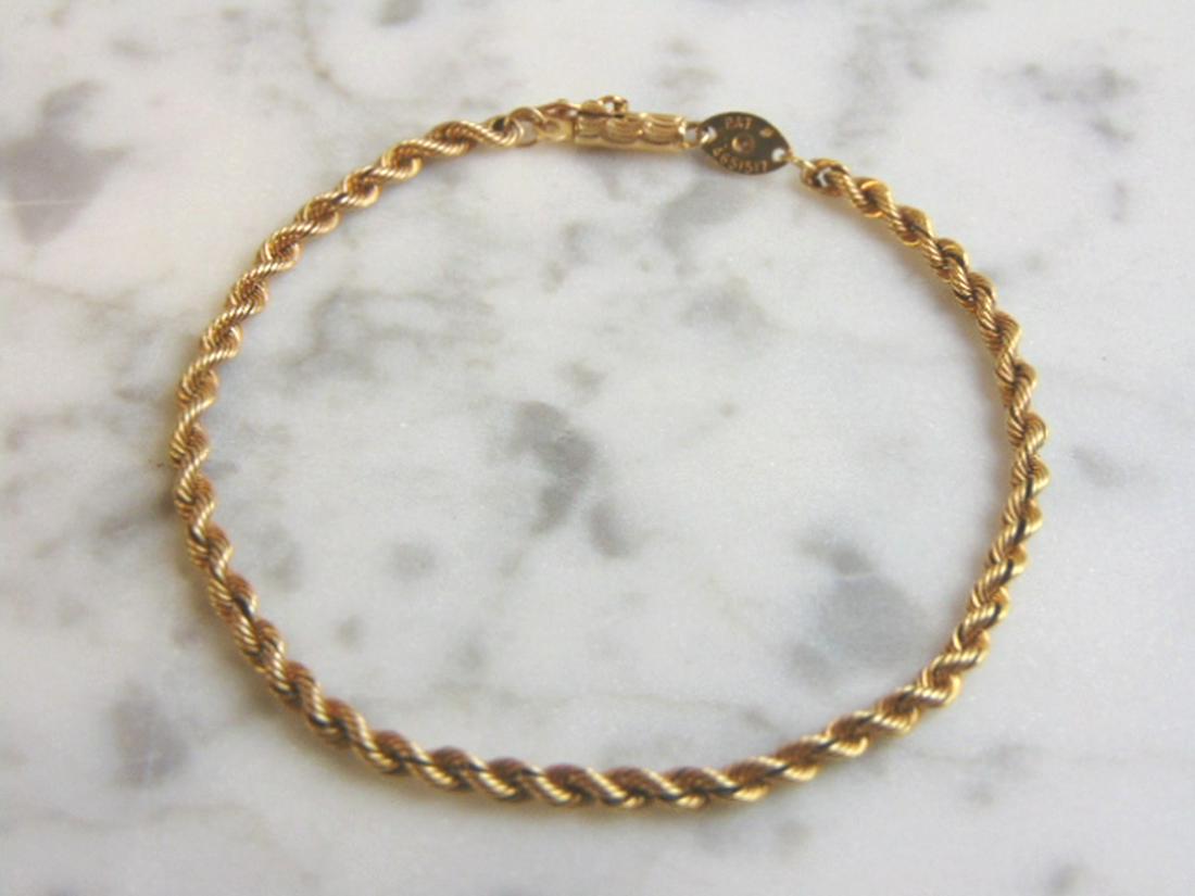 Vintage Estate 14K Gold Silk Rope Bracelet w/ Diamond (1 of 3)