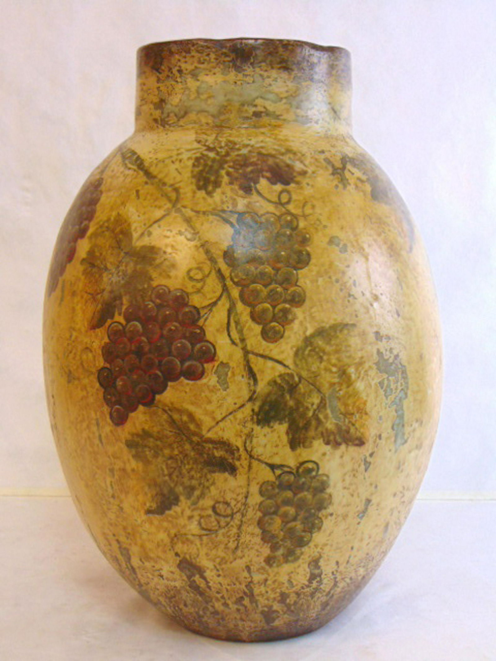 DECORATIVE VENETIAN FLOOR VASE W/ GRAPE MOTIF (1 of 7)
