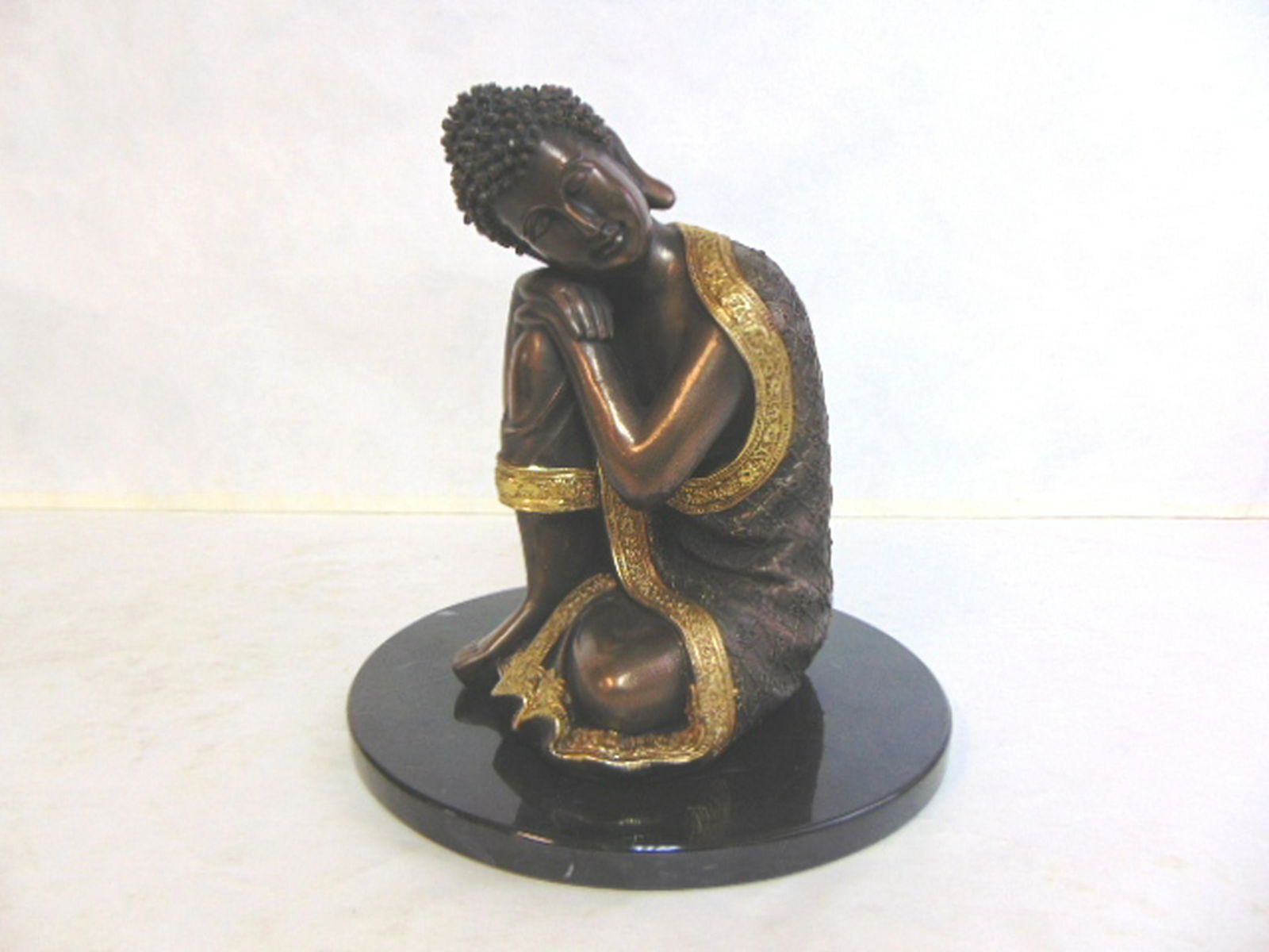 FENG SHUI RESTING BUDDHA STATUE W/ BRONZE FINISH (1 of 5)
