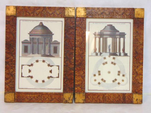 Pr Vintage French Book Plate Prints w/ Decorative Frame (1 of 5)