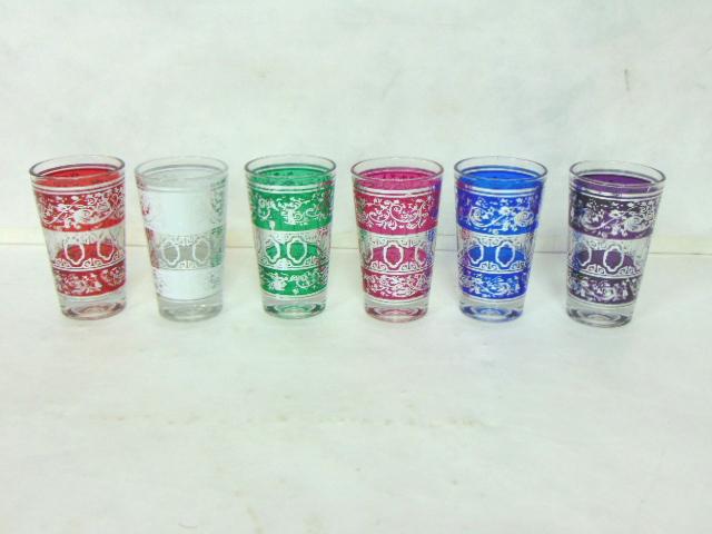 DECORATIVE SET OF 6 TEA GLASS TUMBLERS (1 of 7)