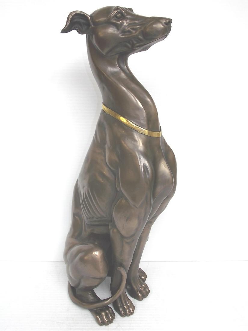 LG SCULPTURE OF A GREYHOUND DOG BRONZE FINISH (1 of 5)