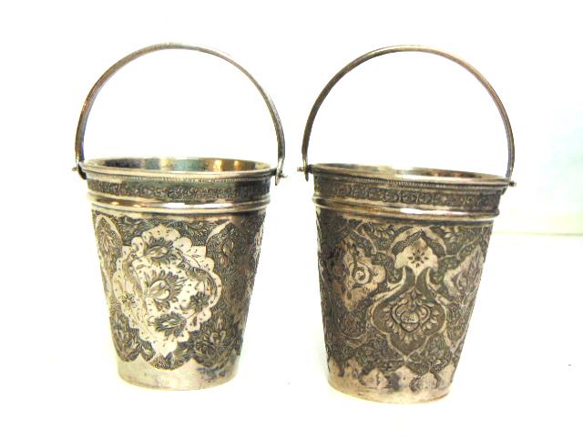2 ANTIQUE VICTORIAN ETCHED MINI SILVERPLATE PAILS (1 of 4)