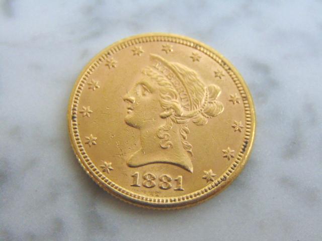 ESTATE FIND 1881 $10 LIBERTY HALF EAGLE GOLD COIN (1 of 2)