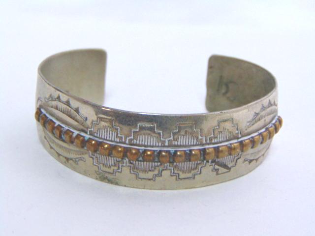 Vintage Estate Sterling Silver Navajo Cuff Bracelet (1 of 5)