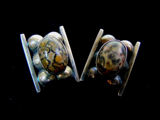 Womens Vintage Sterling Silver Earrings w/ Jasper (1 of 2)
