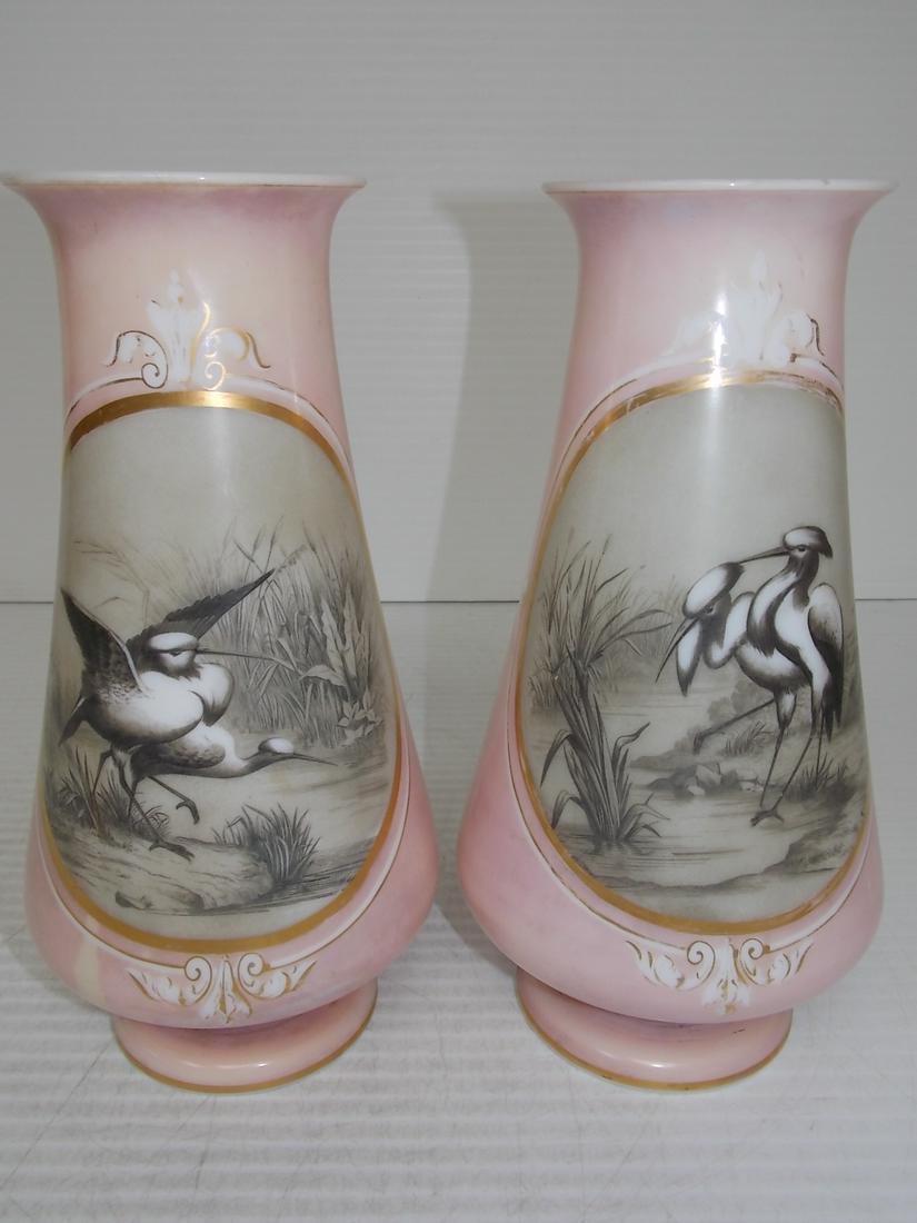 PR ANTIQUE PINK VENETIAN BRISTOL GLASS VASE LAMP BASES (1 of 6)