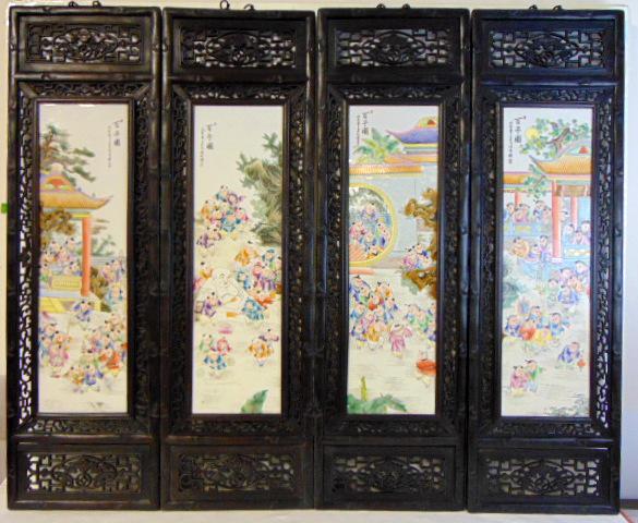 VINTAGE HAND PAINTED CHINESE PORCELAIN PANELS (1 of 13)