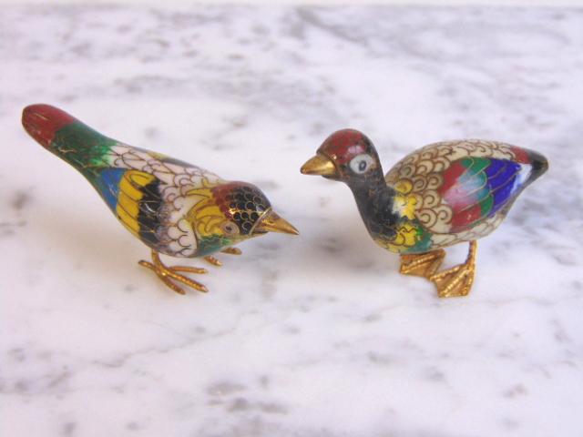 VINTAGE COLLECTIBLE CHINESE CLOISONNE BIRD FIGURES (1 of 7)