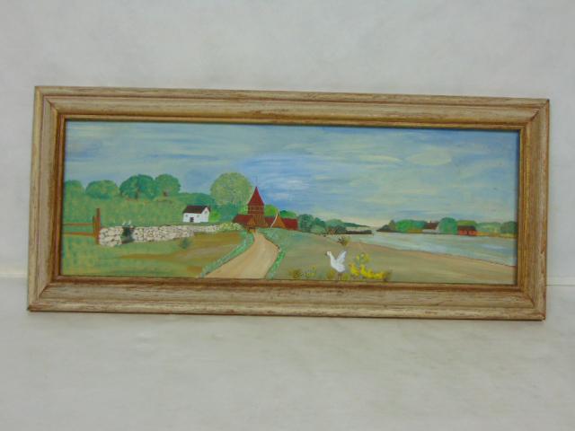 VINTAGE COUNTRY PRIMITIVE FARM PAINTING (1 of 5)