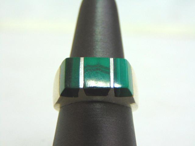 Mens Estate Sterling Silver Ring w/ Malachite 10.8g (1 of 5)