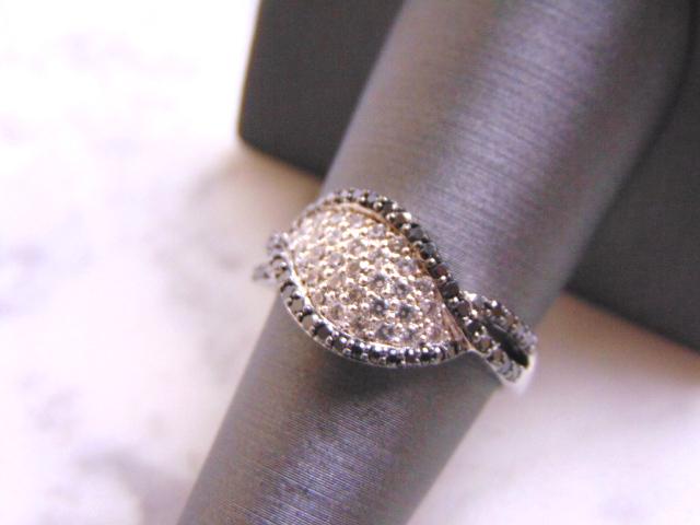 Womens Sterling Silver Ring w/ CZ Stones with Onyx (1 of 4)