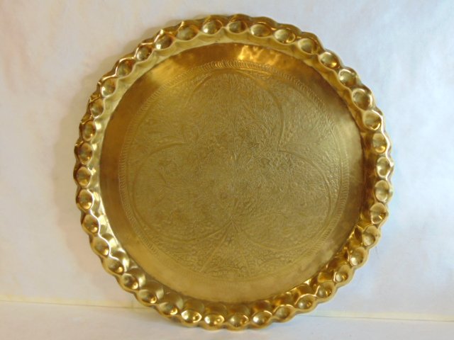 Vintage Antique Middle Eastern Islamic Brass Tray (1 of 3)