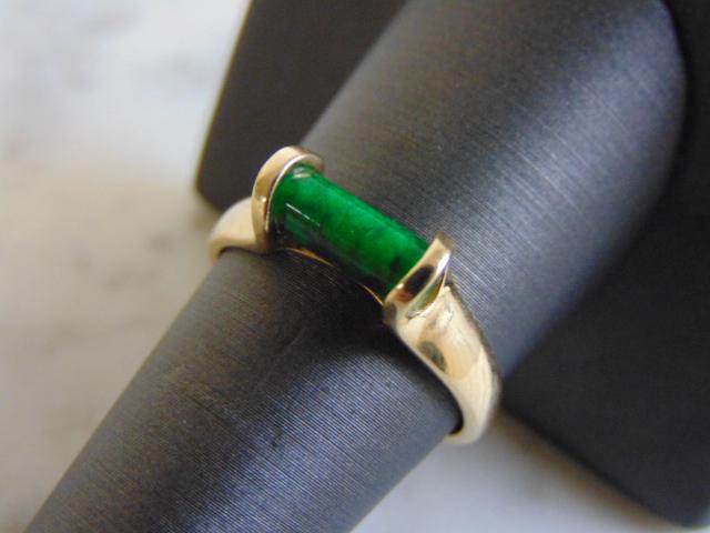 Womens Vintage Estate 14k Yellow Gold Malachite Ring (1 of 4)