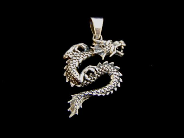Vintage Estate Sterling Silver Chinese Dragon Pendant (1 of 2)