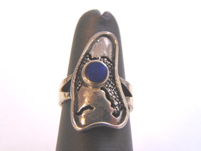 Sterling Silver Modern Abstract Lapis Lazuli Ring (1 of 4)