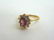 Womens Vintage 14k Yellow Gold Ring w/ Garnet & Diamond - 5