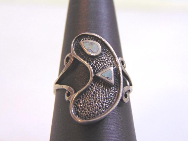 Sterling Silver Modern Abstract Abalone Ring (1 of 4)