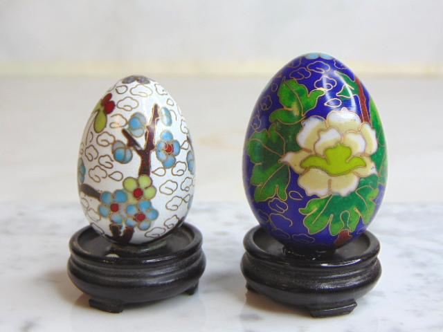 Set of 2 Japanese Cloisonne Egg Ornament (1 of 5)