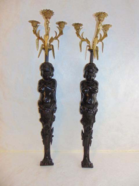 PR FRENCH ANTIQUE CHERUB WALL SCONCES (1 of 9)